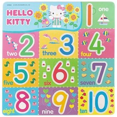 HELLO KITTY 123數字嵌入板拼圖 C678034，可愛卡通造型，安全無毒材質，啟發數學智能, 彩色, 1個, 123片