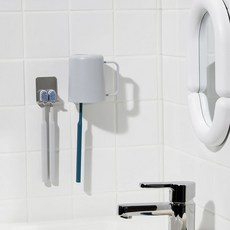 JAJU 25N 간편 부착 스테인리스 2구 칫솔 걸이 516288