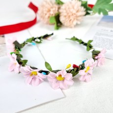 셀프 웨딩 촬영용 조화 화관 꽃머리띠, 화관 B타입 - 핑크