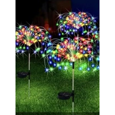 太陽能 盆栽插立式 彩色閃亮滿天星 聖誕/中秋/新年節慶裝飾燈 折叠杆*烟花灯单支装200灯 颜, 1個, 折叠杆*烟花灯单支装200灯  颜