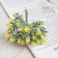 金魚草枝花束 聖誕花圈材料 仿真花 人造花, 黃綠色 × 一束六小串, 1個