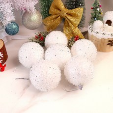 겨울 파티용품 눈꽃 글리터볼 트리장식 소품 6cm 6개 화이트, 1봉