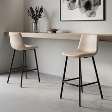 하루꿈 홈바 의자 다이닝 아일랜드 인테리어 업소용 바텐 높은 가죽 식탁 바 체어 2p 세트, 2개, 화이트