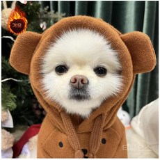 티류으스 1+1겨울 반려동물 귀모양 후드티 보온 기모 스웨트셔츠 Z0407, 곰 귀 까마귀1+1