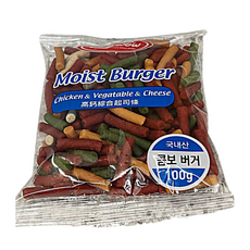 BOWWOW Moist Burger 雞肉蔬菜起司口味 寵物零食 100g, 1個, 1包