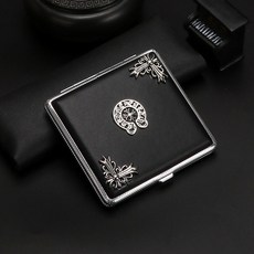 金屬煙盒 抗壓防潮, 復古馬蹄鐵銀飾, 1個
