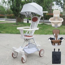 유모차 간이 경량 양방향 접이식 아기 어린이 포대기 휴대용 여행용 간편 트렁크, Q1 회색/흰색+차양+2쿠션