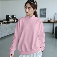 포뚱핏 여성용 루즈핏 하프지퍼 스탠드칼라 맨투맨 가을겨울 데일리룩 편안한 무지티