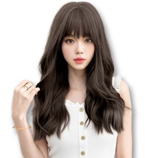 하이유니 [내머리같은] 엘레노어 풀뱅 그레이스펌 통가발 54cm, 1개, 애쉬브라운