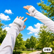 에벤 루즈핏 1+1 메쉬 손등형 팔토시 쿨토시 자외선차단, 2세트, 화이트
