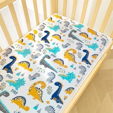 【透氣涼感棉】嬰兒床墊 幼兒園午睡墊 水洗快乾 贈收納袋 嬰兒涼感床墊 兒童涼墊 寶寶涼墊, 恐龍白, 1個