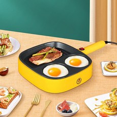 전기 계란 프라이팬 2구 전기 멀티팬 에그팬 토스트 후라이팬 휴대용 기숙사 사무실 전기팬, 1개, 26cm