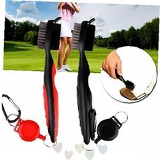 라운딩 골프채 먼지 잔디 제거 클럽 홈 청소 브러시 릴타입 와이어 포켓 휴대 간편 세척, 1개, 올블랙