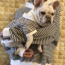 애견 강아지 커플룩 후드 스트라이프 애견 커플 옷 의상, 블랙, 블랙_3XL