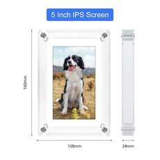 아크릴 디지털 액자 5인치 및 7인치 IPS 스크린 4GB 메모리 충전식 배터리 자동 회전 휴대용 사진, 01 5 Inch screen