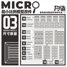 狗造社 MICRO 03 方形噴嘴 模型改件, 1個, MIRCO03微縮模型細節改件