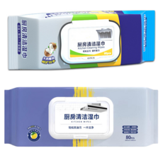 廚房清潔濕巾80抽 加大加厚 天然椰油配方 無螢光劑 六層防護 20x25cm, 1個, 80個裝