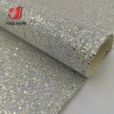 PU 가죽 원단 단색 체크 공예 크리스탈 DIY 재료 반짝이, A4 20cm x 30cm, 실버