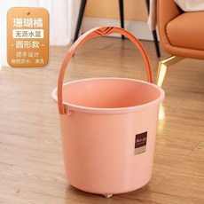 加厚拖把桶家用長方形手提帶瀝水籃專用帶輪拖把擠水器塑料桶, 1個, 圓形款-橘色 無帶瀝水籃+輪子, 圓形款-橘色, 無帶瀝水籃+輪子