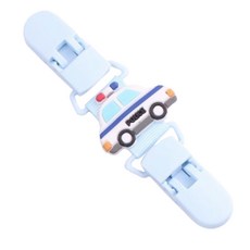 KIDS PARK 雙頭防掉夾 可愛造型奶嘴夾 嬰兒奶嘴防掉鏈 安全材質 多款可選, 2歲以下, 白色警車, 1個