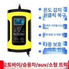 자동차배터리충전기 배터리재생기 과열방지 12V 24V, 12V 스마트 온도 원터치 자동정지, 1mAh, 1개