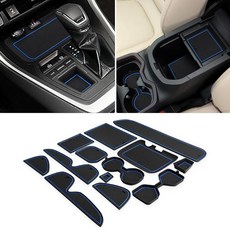Auovo 3D 컵 홀더 인서트 라이너 토요타 RAV4 액세서리 2025 2024 2023 2022 2021 2020 2019 자동차 맞춤형 먼지 방지 매트 센터 콘솔 도어 포, 블루