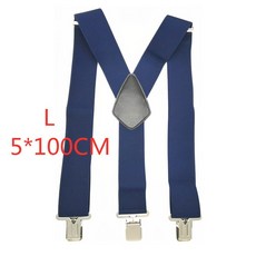JIBAIHUO 남성용 대형 강한 클립 멜빵 유니섹스 중괄호 50mm 너비 5 솔리드 컬러 고탄력 조절 가능한 멜빵 벨트 무거운 작업
