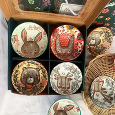 BLOWFISHFUGU 북유럽 그릇 세트 캐릭터 밥그릇 국그릇4p/ 선물 상자 포장 밥공기, 4p+선물 상자 포장, A+B+C+D, 1개