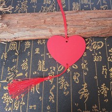 臺灣出貨 創意幼兒園許願卡吊樹卡心願卡懸掛件吊牌兒童開學祝福空白卡片紙, 純色愛心30張帶紅絲帶+紅流蘇, 1個