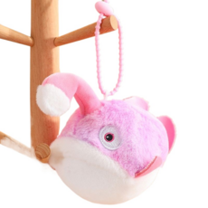 可愛安康魚發光玩偶燈籠魚毛絨掛件 情侶磁吸親嘴公仔鑰匙扣 包包掛飾, 藍色燈籠魚掛件×1個