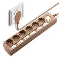 고용량 멀티탭 슬림핏 납작 콘센트 감전방지 과부하차단 비맥스 6구, 1개, 샌드베이지, 1.5m