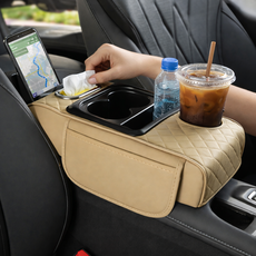 에어라벨 9세대 차량용 콘솔 쿠션 팔걸이 수납정리함, 1개, 샌드베이지