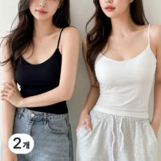 [1+1] IAWI 캡내장 노브라 U넥 크롭 끈나시 민소매 브라탑