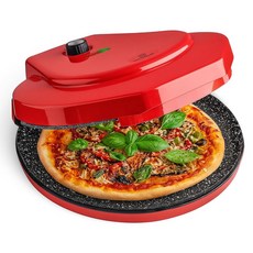 미스터셰프 조리대 피자 메이커 1450W 미니 피자 오븐 12 u2033 논스틱 세라믹 플레이트가 포함된 피자 메이커 오븐 크레페용 실내 전기 피자 오븐 팬케이크 - 블랙, Red