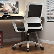 리보아 편안한 사무용 컴퓨터 메쉬 의자, 블랙 화이트