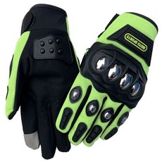 여름 오토바이 장갑 하드 터치 라이딩 장갑 통기성, A. 모든 사이즈에 맞습니다, D. 스틸 케이스 풀핑거 스타일 녹색