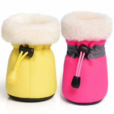 리비움 겨울 기모 강아지신발 강아지양말 패키지, 옐로우 + 핑크, 8개