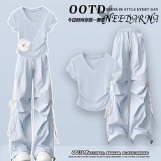 夏日多巴胺一整套ootd穿搭減齡清冷鬆弛感穿搭休閒山本褲套裝2025