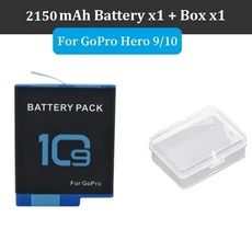 GoPro Hero 10 9 배터리 용 세트 박스가있는 2150mAh 블랙 액션 카메라 액세서리