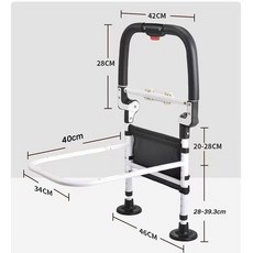 床邊扶手 床邊護欄 起床輔助器 老人孕婦起身助力器 床沿防護欄 臥室安全扶手, 1個, 平板床適用帶吸盤可折疊+感應燈+置物袋