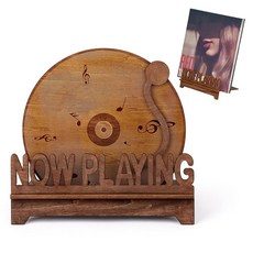 KOYILTD 이제 비닐 레코드 스탠드 나무 홀더 디스플레이 목재 보관 플레이어 액세서리를 재생 중입니다. 애호가를 위한 침실 거실 장식 (Vintage), Vintage