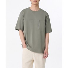 매장정품 무신사 스탠다드 MUSINSA STANDARD 릴렉스드 지퍼 포켓 티셔츠 [카키 그레이] MMETS6Z05-KG 774287