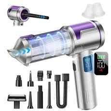 AOHPEGN 휴대용 자동차 진공 무선 22000Pa 고출력 흡입 청소기 및 에어 더스터 청소 가정 사무실 애완 동물 털용 | 멀티 노즐 세척 가능한 필터 LED, AOHPEGN 휴대용 자동차 진공 무선, 22000Pa