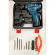 FOGO 12V 鋰電電鑽 雙速正反轉, 1個, 黑色 12V塑盒工具組_雙電池