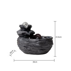 流水擺件，輕奢風循環水風水輪，辦公室桌面假山噴泉裝飾, 黑色