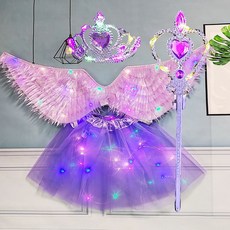깃털 코스프레 의상 크리스마스 할로윈 파티 공연 소품 요정날개, 1개, 보라 네온 날개