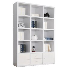 아미까쥬 수납형 1200 5단책장 15칸책꽂이 완제품배송, 화이트