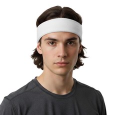 COUVER 매우 두꺼운 긴 면 스웨트밴드 - 확장 사이즈 튼튼한 운동용 테리 천 머리띠 1개 레드/블루/레드, 화이트