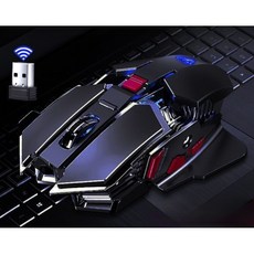 무선 게이밍마우스 RGB 조명 컴퓨터 노트북 데스크탑 최적화 저소음 충전식 인체공학적 디자인, A_블랙 - 조용함, 공식 표준