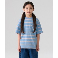 MUSINSA STANDARD KIDS 멀티 스트라이프 크루 넥 티셔츠 2 [스카이 블루]MKETS5K09-SB